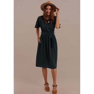 Short Sleeve Midi Dress With Pockets